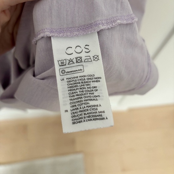 COS Flowy Boxy Oversized Basic Top Long Sleeve T-Shirt Lavender Lilac Size S - Picture 6 of 7